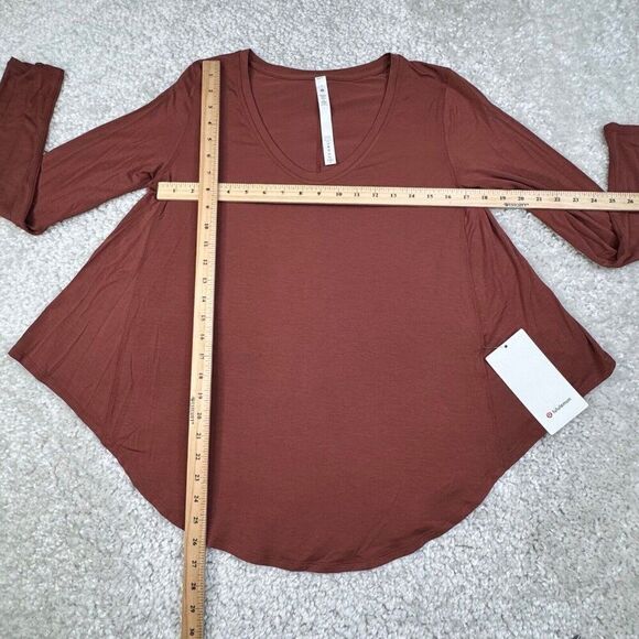 Lululemon Up For Down Time Long Sleeve Tee Dark Terracotta 4 NEW - Picture 8 of 9